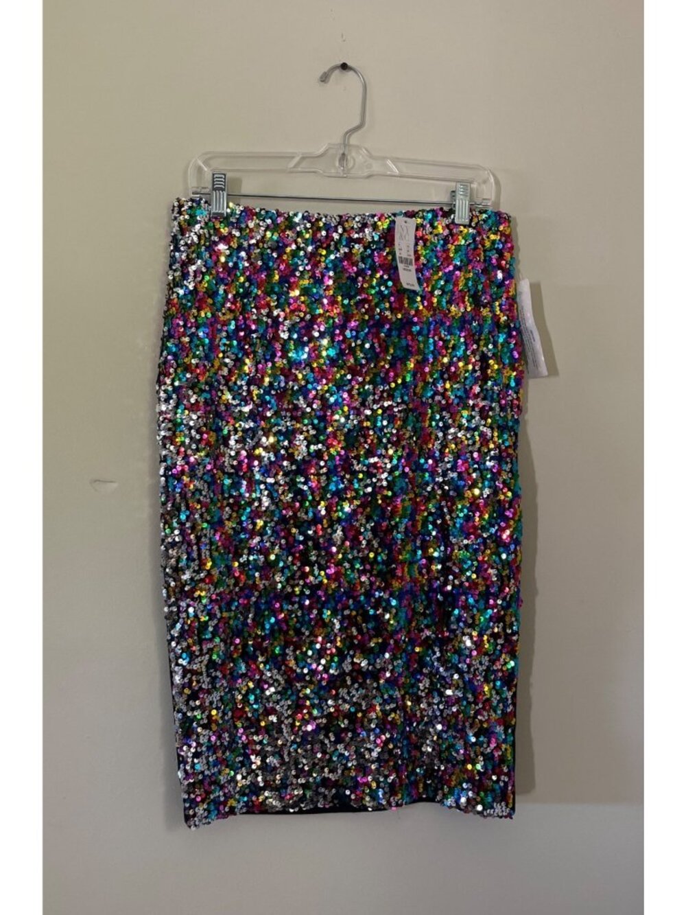NWT 7th Avenue Womens Medium Midi Multicolor Pencil Skirt Rainbow Sequins
